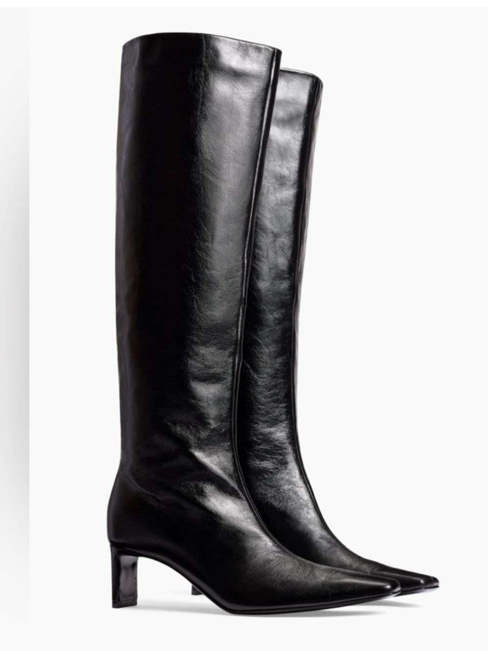 Khaite Ona Knee High Boots Black Leather - size 40EU